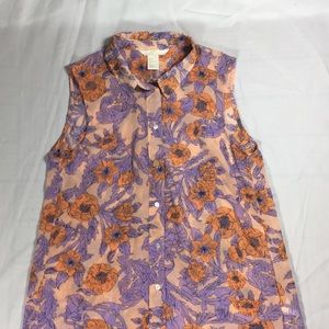 H&M Sleeveless Blouse Size 2 peach orange purple